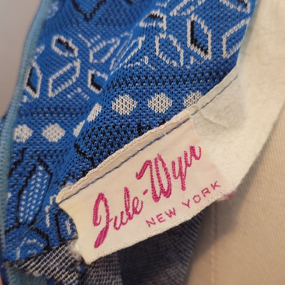 Vintage Dress Blue Bandana Print Jule Wyn New York Zip Back Belted Faux Pockets - Picture 10 of 11